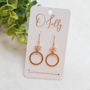 O’Lolly Cubic Zirconia Connector With Gold Plated Hoop Earrings 1.25 Inches